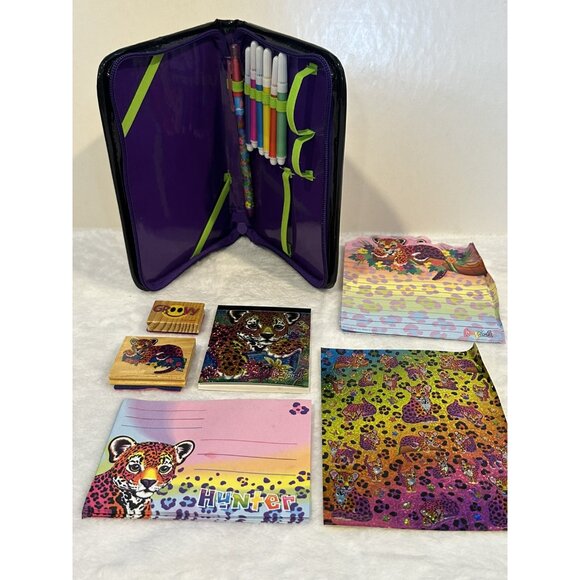 Vintage Lisa Frank Hunter The Cat Mini Zip Binder With Accessories - Picture 5 of 13